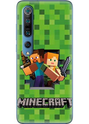 Чехол силиконовый с картинкой на xiaomi mi 10 pro (майнкрафт, minecraft)