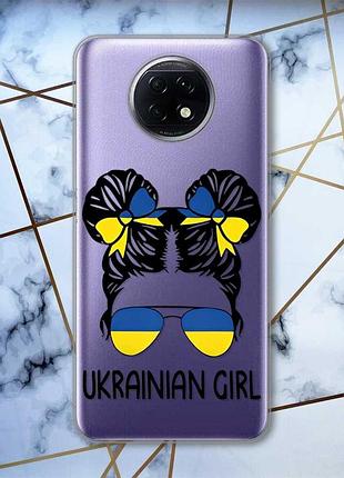 Прозорий чохол на xiaomi redmi note 9t/redmi note 9 5g українська дівчина (принт 113)