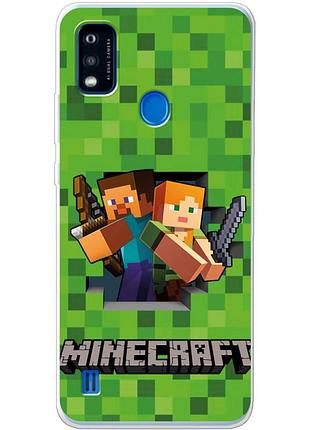Чехол силиконовый с картинкой на zte blade a51 (майнкрафт, minecraft)