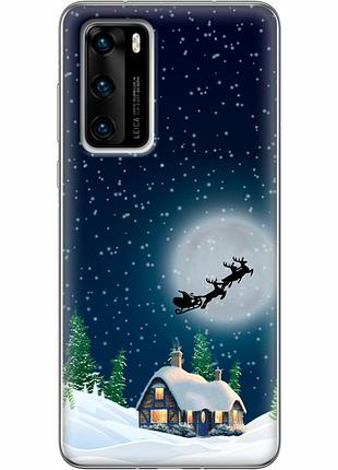 Чехол силиконовый с картинкой на huawei p40 (новогодний)