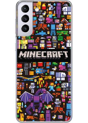 Чехол силиконовый с картинкой на samsung galaxy s21 plus (g996) (майнкрафт, minecraft)