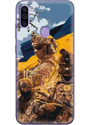 Чехол силиконовый с картинкой на samsung galaxy m11 (m115) (патриотический, воины всу)