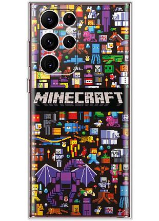 Чохол силіконовий з картинкою на samsung galaxy s22 ultra (s908) (майнкрафт, minecraft)