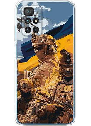 Чехол силиконовый с картинкой на xiaomi redmi 10 (патриотический, воины всу)