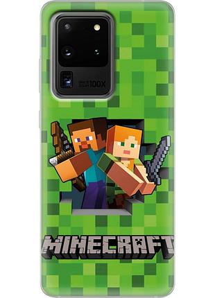 Чехол силиконовый с картинкой на samsung galaxy s20 ultra (g988) (майнкрафт, minecraft)