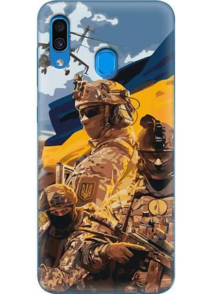 Чехол силиконовый с картинкой на samsung galaxy a30 (a305) (патриотический, воины всу)