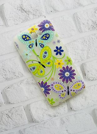 Силіконовий матовий чохол з камінням для huawei y5-ii квіти і метелики