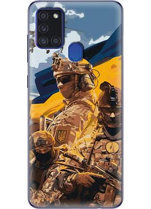 Чехол силиконовый с картинкой на samsung galaxy a21s (a217) (патриотический, воины всу)