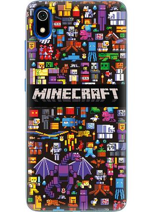 Чехол силиконовый с картинкой на xiaomi redmi 7a (майнкрафт, minecraft)