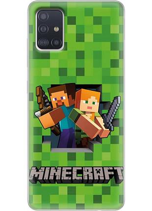 Чехол силиконовый с картинкой на samsung galaxy a51 (a515) (майнкрафт, minecraft)
