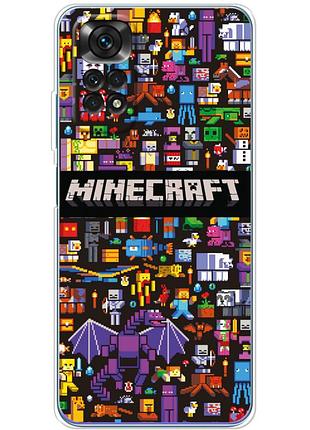 Чехол силиконовый с картинкой на xiaomi redmi note 11 (майнкрафт, minecraft)