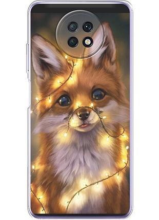 Чехол силиконовый с картинкой на xiaomi redmi note 9t (новогодний, лисичка)