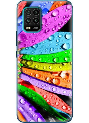 Чехол силиконовый с картинкой на xiaomi mi 10 lite (цветные листья)