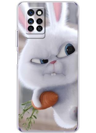Чехол силиконовый с картинкой на infinix note 10 pro (кролик снежок)