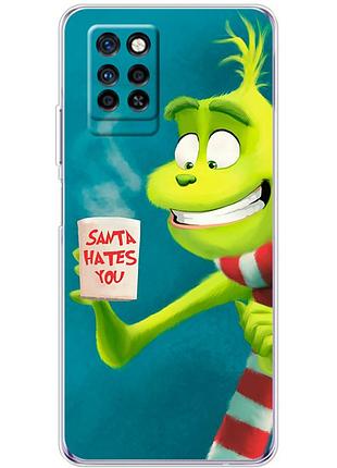 Чехол силиконовый с картинкой на infinix note 10 pro (новогодний, гринч)