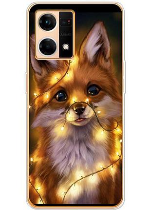 Чехол силиконовый с картинкой на oppo reno 7 4g (новогодний, лисичка)