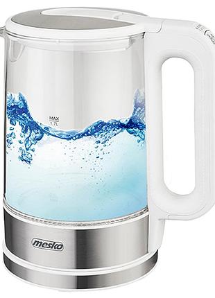 Скляний чайник 1.7 л з регулятором температури mesko ms 1301w