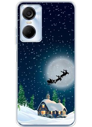 Чехол силиконовый с картинкой на tecno pop 6 pro (новогодний)