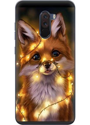 Чехол силиконовый с картинкой на xiaomi pocophone f1 (новогодний, лисичка)