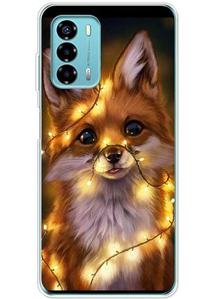 Чехол силиконовый с картинкой на zte blade v40 vita (новогодний, лисичка)