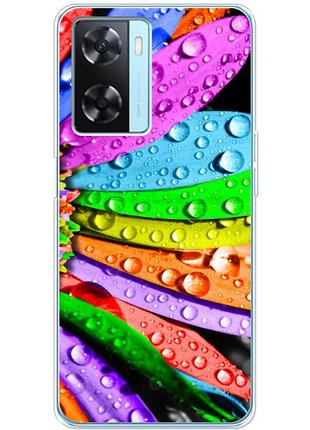 Чехол силиконовый с картинкой на oppo a77 (цветные листья)