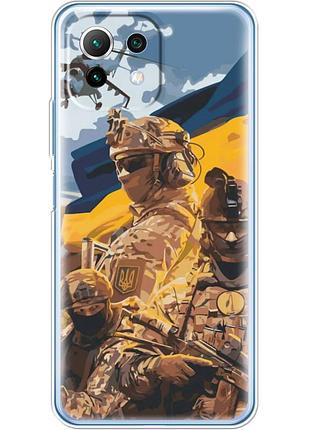 Чохол силіконовий з картинкою на xiaomi mi 11 lite 5g ne (патріотичний, воїни зсу)