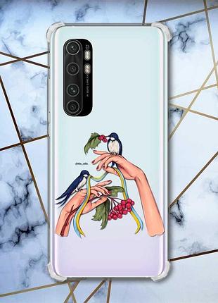 Чехол с утолщёнными углами для xiaomi mi note 10 lite ласточки (патриотический принт 15)