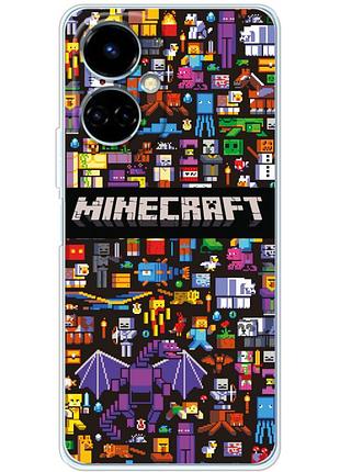 Чохол силіконовий з картинкою на tecno camon 19 (майнкрафт, minecraft)