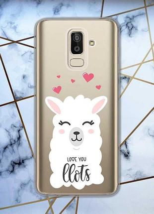 Прозрачный чехол для samsung galaxy j8 (2018) :: лама (принт 94)