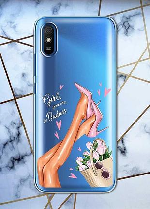 Прозрачный чехол на xiaomi redmi 9a :: ножки (принт 62)