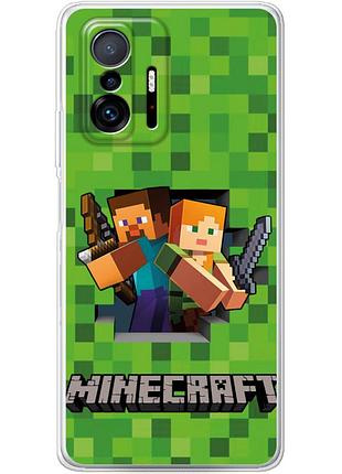 Чехол силиконовый с картинкой на xiaomi 11t pro (майнкрафт, minecraft)