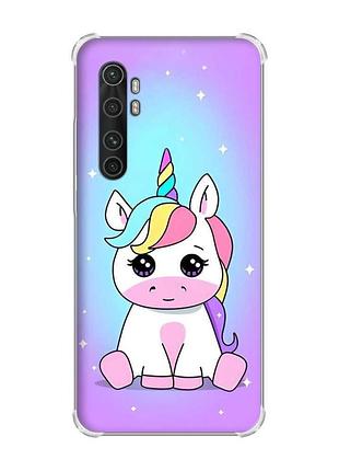 Чехол с утолщёнными углами для xiaomi mi note 10 lite :: единорог (принт 103)