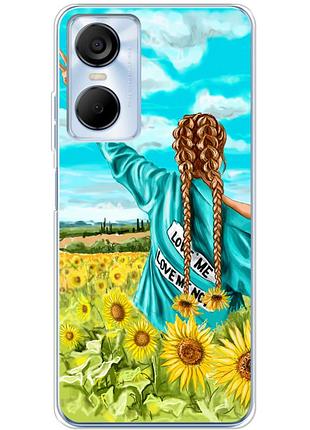 Чохол силіконовий з картинкою на tecno pop 6 pro (патріотичний, дівчинка українка)