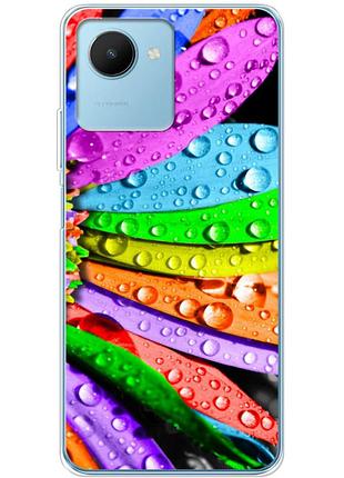 Чехол силиконовый с картинкой на realme c30s (цветные листья)