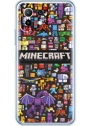 Чехол силиконовый с картинкой на xiaomi mi 11 lite 5g ne (майнкрафт, minecraft)