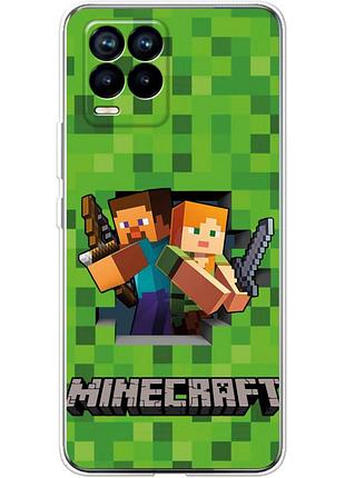 Чохол силіконовий з картинкою на realme 8 pro (майнкрафт, minecraft)