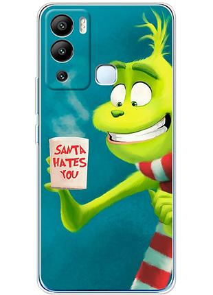 Чехол силиконовый с картинкой на infinix hot 12i (новогодний, гринч)