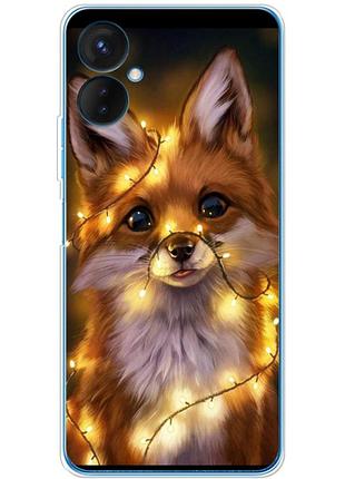Чехол силиконовый с картинкой на tecno spark 9 pro (новогодний, лисичка)