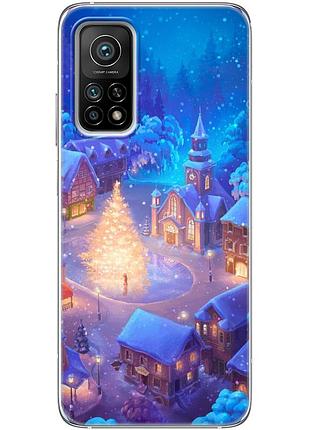 Чехол силиконовый с картинкой на xiaomi mi 10t pro (новогодний)