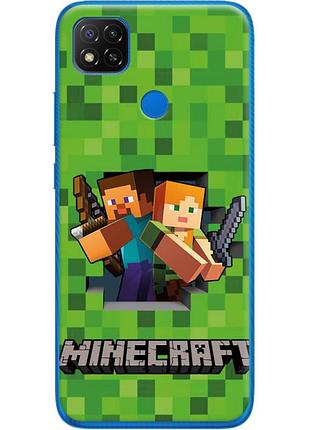 Чохол силіконовий з картинкою на xiaomi redmi 9c (майнкрафт, minecraft)