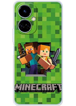 Чохол силіконовий з картинкою на tecno camon 19 pro (майнкрафт, minecraft)