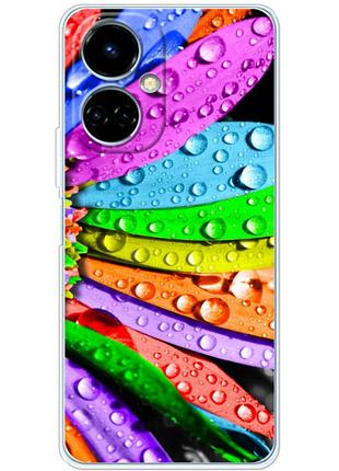 Чохол силіконовий з картинкою на tecno camon 19 pro (кольорові листки)