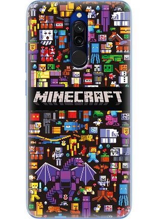 Чехол силиконовый с картинкой на xiaomi redmi 8 (майнкрафт, minecraft)