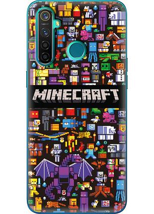 Чехол силиконовый с картинкой на realme 5 pro (майнкрафт, minecraft)