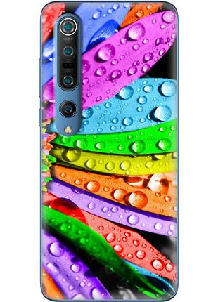Чехол силиконовый с картинкой на xiaomi mi 10 pro (цветные листья)