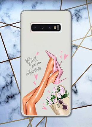 Прозрачный чехол на samsung galaxy s10 :: ножки (принт 62)