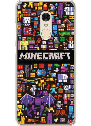 Чехол силиконовый с картинкой на xiaomi redmi note 4 (майнкрафт, minecraft)