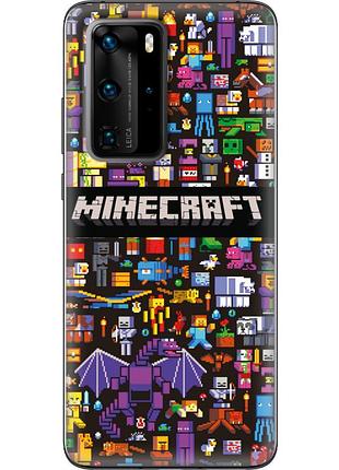 Чехол силиконовый с картинкой на huawei p40 pro (майнкрафт, minecraft)