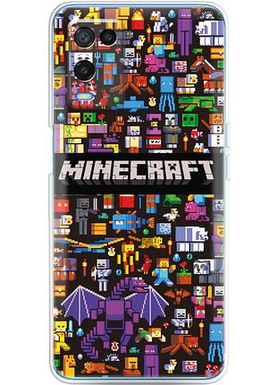 Чехол силиконовый с картинкой на oppo a54 (майнкрафт, minecraft)