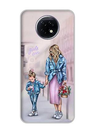 Чехол для xiaomi redmi note 9t/redmi note 9 5g :: мама и дочь (принт 56)